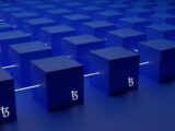 a group of blue cubes with numbers on them
