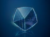 A glass object with a blue background