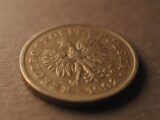 A close up of a coin on a table