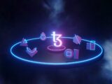a blue neon clock with the number three on it